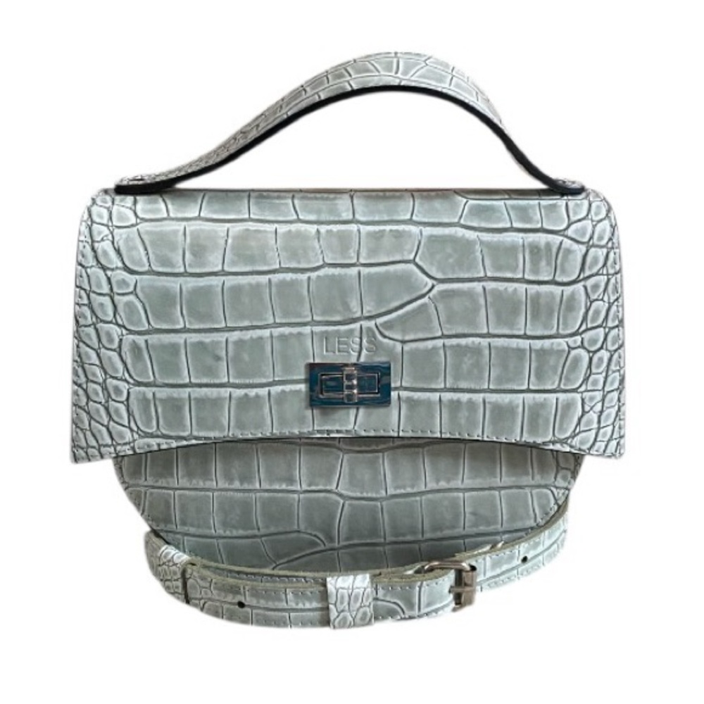 LESS croc embossed faux leather top handle purse